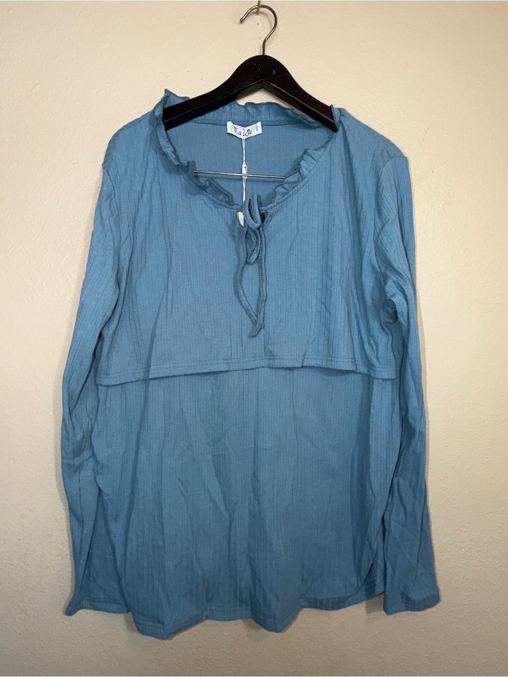 Maacie Maternity & Nursing Long Sleeve Ribbed Top - Blue NWT
